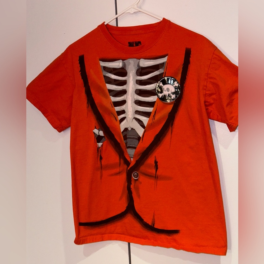 Bright Orange Halloween Graphic Tee. Size M